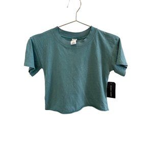 Melrose and Market Girls Crop Boxy T-Shirt Green Seaglass Size S 7/8 NWT
